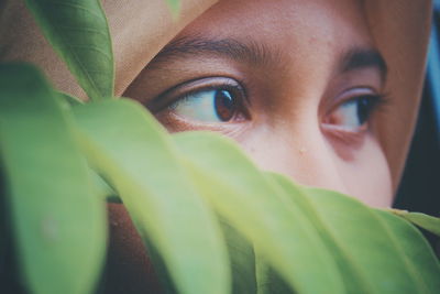 Close-up young woman looking away