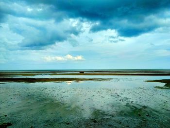 Scenic view of beach against sky