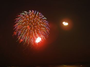 Firework display at night