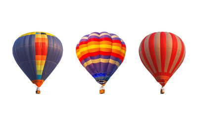 Low angle view of hot air balloons against sky