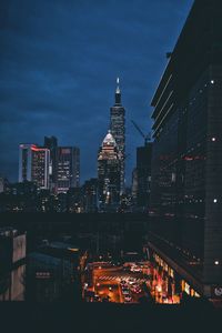 Illuminated city at night