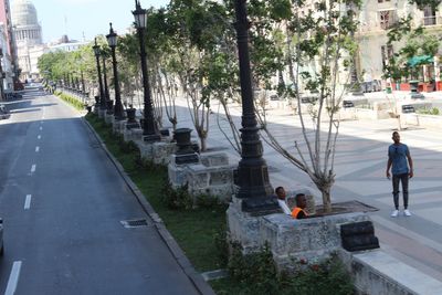 People on street in city