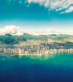 Aerial view of city at waterfront