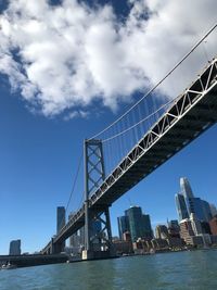 Low angle view of suspension bridge