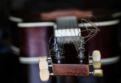 Headstock of acoustic guitar