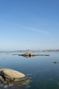 Scenic view of bay against sky