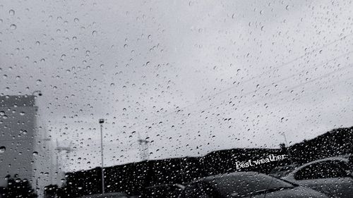 Close-up of raindrops on windshield