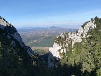 Panoramic view of landscape and mountains against sky