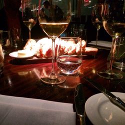 Close-up of wine glass on table