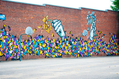 Colorful flowers on wall