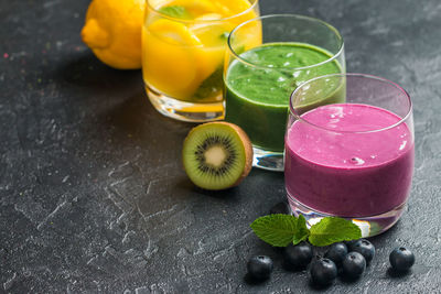 High angle view of fruits on table
