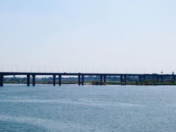 Bridge over river against clear sky