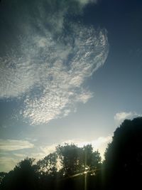 Low angle view of silhouette trees against sky