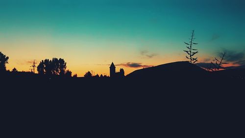 Silhouette landscape at sunset