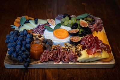 High angle view of food on table