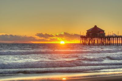 Scenic view of sea at sunset