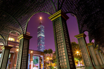 Low angle view of illuminated building