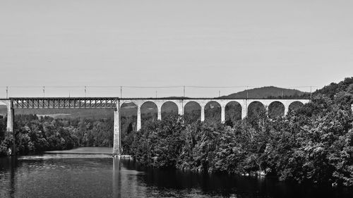 Bridge over river against clear sky