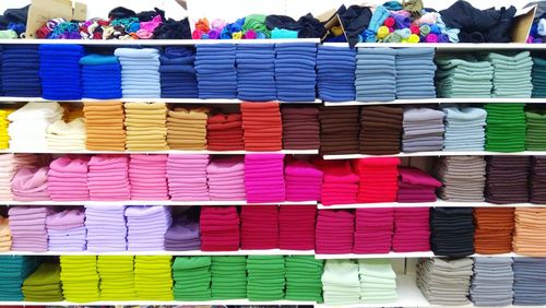 Stack of multi colored market stall