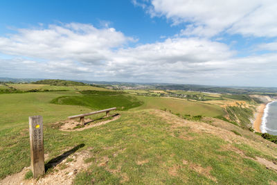 View from the summit of thorncombe beacon on the jurassic coast in dorset