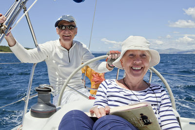 Senior couple on boat