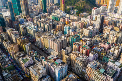 Aerial view of modern buildings in city