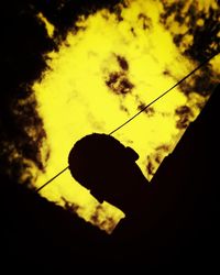 Low angle view of silhouette plant against sky at sunset