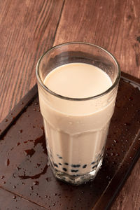 High angle view of coffee on table