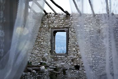 Close-up of snow on window