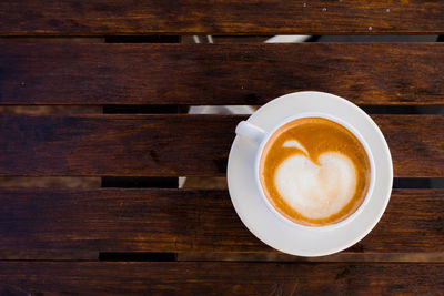 Directly above shot of cappuccino on table