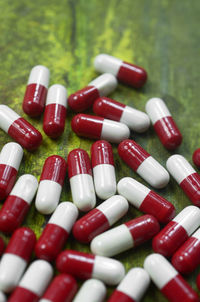 Close-up of capsules on table