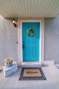 Open door of a building