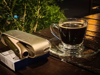 Close-up of coffee on table