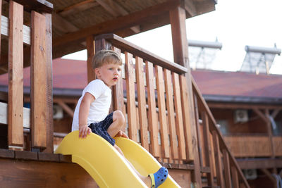 Side view of boy looking away