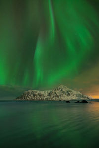 Scenic view of sea against sky at night