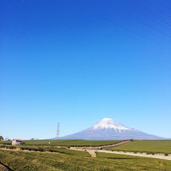 Mt fuji against clear blue sky