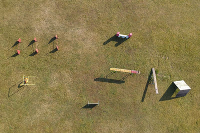 Aerial view of an agility dog course