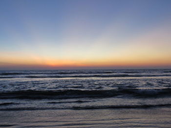 Scenic view of sea at sunset