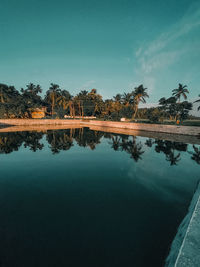 Scenic view of lake against clear sky