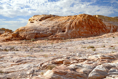 Rugged hiking through rainbow vista, valley of fire, nevada