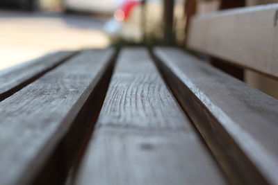 Close-up of wooden bench