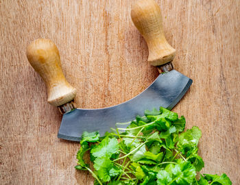 High angle view of chopped on cutting board