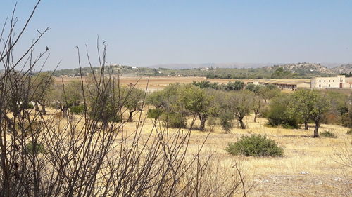 View of landscape against clear sky