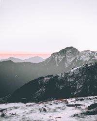 Scenic view of mountains against clear sky