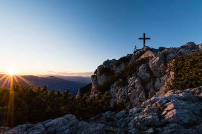 Scenic view of mountains against clear sky