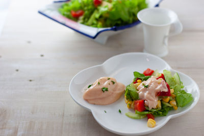 Close-up of meal served in plate