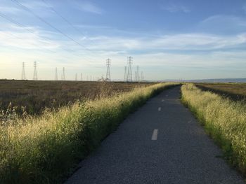 Road amidst field against sky