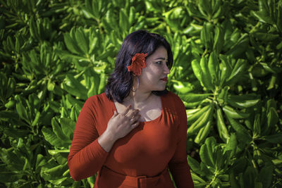 Woman looking at camera