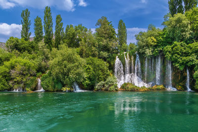 Roski slap is big waterfall in krka national park, croatia