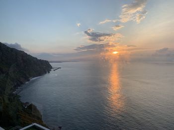 Scenic view of sea against sky at sunset